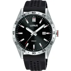 Lorus Herren Analog Quarz Uhr RH965NX9 mit Silikon Armband - Armbanduhren für Herren mit robustem Edelstahlgehäuse und flexiblem Silikonarmband für maximalen Tragekomfort. Wasserdicht bis 10 BAR und mit Leuchtbeschichtung für beste Ablesbarkeit auch im Dunkeln.
