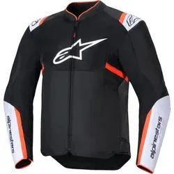 Alpinestars T-SPS Air v2 Herren Motorrad Jacke XL - Atmungsaktive und belüftete Motorradjacke in schwarz-weiß-fluorot mit herausnehmbaren Protektoren, ideal für Frühling und Sommer.