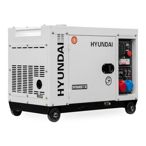 HYUNDAI Silent Diesel Generator - 7.9 kVA (400V) / 6.0 kW (230V), zuverlässiges Notstromaggregat mit schallisolierendem Gehäuse und Überlastschutz