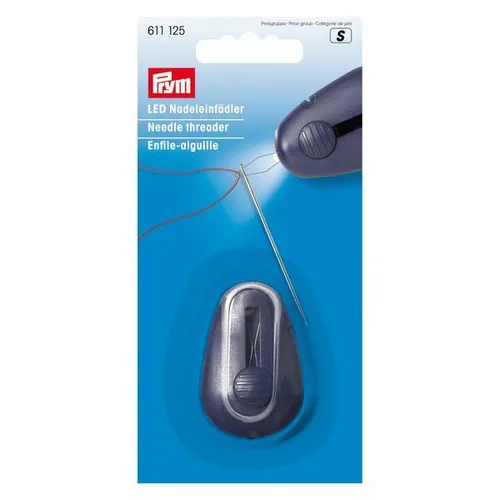 Prym LED Nadeleinfädler - Praktischer Nadeleinfädler mit LED-Licht, erleichtert das Einfädeln von Nähgarn und enthält einen Mini-Fadenschneider für zusätzliche Hilfe.