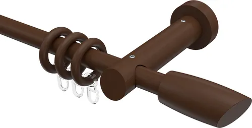 Interdeco Gardinenstange Nussbaum Typ Talena Etta, 120 cm - Moderne 1-läufige Gardinenstange aus lackiertem Nussbaumholz. Perfekt für stilvolle Fensterdekorationen, inklusive Endstücken und Rundringen für einfache Montage.