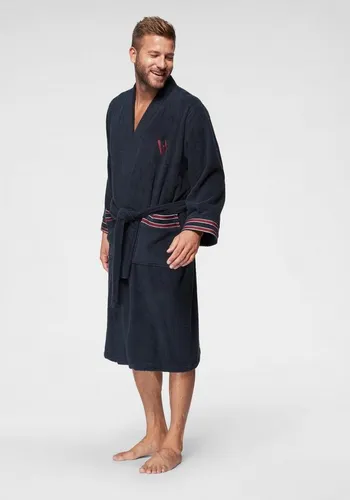 Bruno Banani Herrenbademantel Roy - Eleganter Bademantel aus Walkfrottee mit Kimono-Kragen und stylischem Streifenmuster, ideal für Sauna, Spa oder als Morgenmantel, in den Größen S-3XL erhältlich.