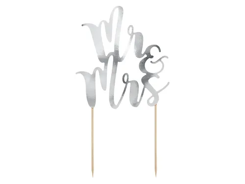 Cake-Topper Tortenschmuck Mr & Mrs silber Tortenschrift Hochzeit Torten-Deko