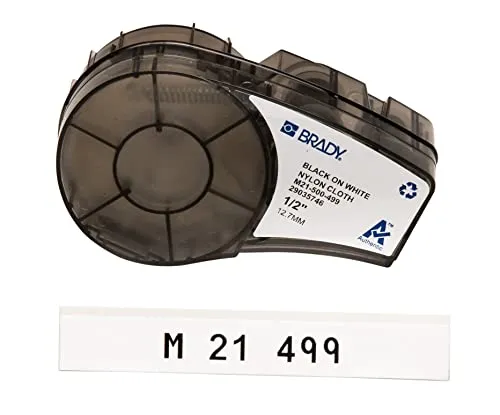 Brady M21-500-499 Tape for Lab Pal, 12.7 mm, White Cloth - Schriftbänder für unregelmäßige Oberflächen, haftet mühelos und bietet hohe Beständigkeit gegen Chemikalien und Temperaturen.