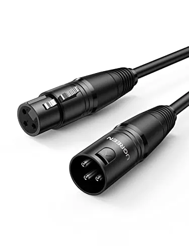 UGREEN XLR-Kabel, XLR-Lautsprecherkabel, 3-poliges Stereo-Mikrofonkabel, Stecker auf Buchse, Verlängerung für Heimstudio, Endstufe, Mischpult, Schreibtisch, professionelle Aufnahme, Live-Bühne (3 m)