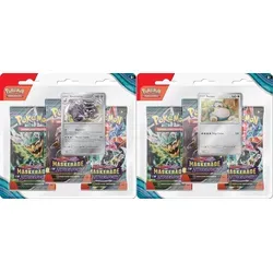 Pokemon Sammelkarten Karmesin & Purpur – Maskerade im Zwielicht KP06 3-Pack Blis - Entdecke das 3-Pack der Pokémon Sammelkarten, ideal für spannende Duelle und Sammler. Perfekt für drinnen und ein Spaß für Fans von Fabelwesen!