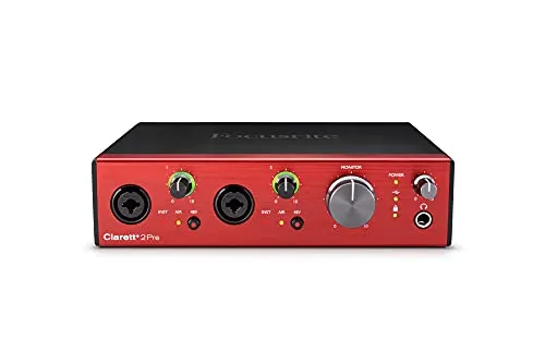 Focusrite Clarett+ 2Pre B-Stock - USB Audiointerface - Audio-Interface mit 24-Bit/192 kHz, 2 Clarett Vorverstärkern und Hitmaker Expansion Software Bundle für kreative Musikproduktion.