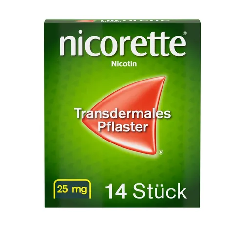 nicorette Nikotinpflaster 25 mg - 14 Stück - Suchterkrankungs-Medikamente zur Raucherentwöhnung, lindert Entzugserscheinungen mit kontrollierter Nikotinabgabe über 16 Stunden.