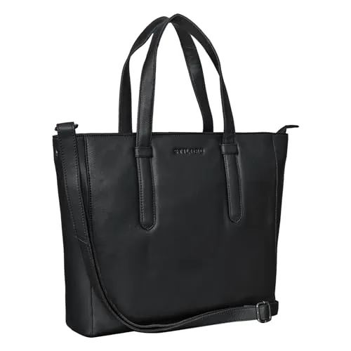 STILORD Rachel Tote Bag Leder Damen Umhängetasche Groß Schultertasche Laptop Handtasche Shopper XL Vintage Echtleder Farbe:schwarz
