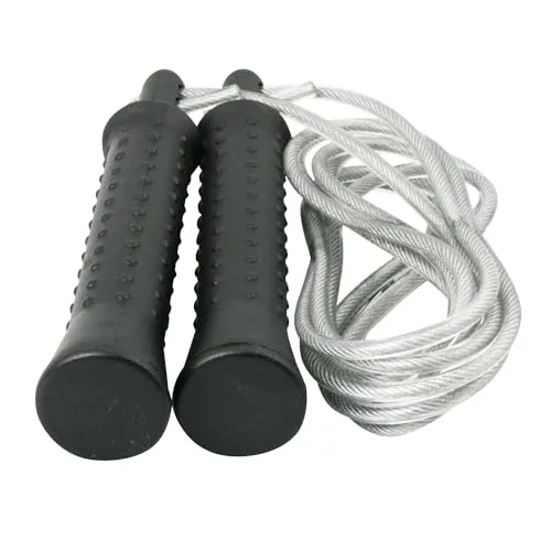 Sport-Thieme Boxer-Springseil + Zusatzgewichten a 190g | Speed-Rope für Boxen, Crossfit, Rope Skipping, Fitness-Training | Stahlseil, Bruchsicherer Kunststoff | 250 cm verstellbare Länge