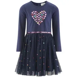 happy girls by Eisend Kleid in Dunkelblau, Größe 140 - Baby Kleid in Dunkelblau mit Pailletten und Tüll, ideal für besondere Anlässe. Rundhalsausschnitt und taillierter Schnitt für einen eleganten Look.