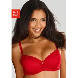 Vivance Schalen-BH aus Spitze in Leo-Optik im modischen Balconnet-Schnitt, Dessous rot 70