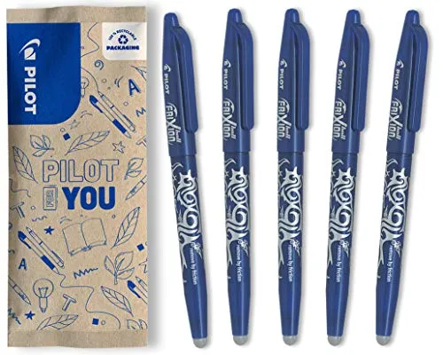 PILOT - FriXion Ball 0.7 Set - 5 Stück: Farbe Blau - Radierbare Tintenroller 0,4mm Strichstärke - Angenehme Schreibführung, Thermosensitive Tinte, Austauschbare Mine - Mittlere Spitze