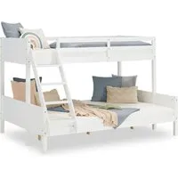 Homestyle4u 1898 Etagenbett 90x200 & 140x200 - Platzsparendes Hochbett für Kinder mit 2 Liegeflächen aus massivem Kiefernholz in Weiß – ideal für kleine Räume und Übernachtungsgäste.