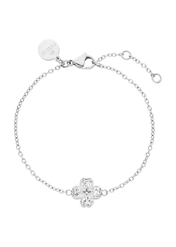 Purelei® Cuore Armband – Elegantes Ankerketten-Armband mit Kleeblatt-Anhänger - Armbänder für Damen – Filigranes Design mit funkelndem Kleeblatt-Anhänger aus Zirkonia, ideal als stilvoller Glücksbringer für jeden Anlass.