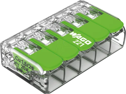 WAGO 221-425 - COMPACT-Anschlussklemme Serie 221 - ''the same in green''