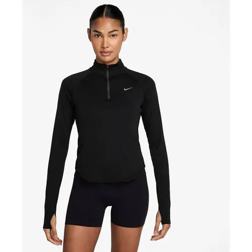 Nike Women's Tempo Dri-Fit Half-Zip Top - Schwarz, Gr. S - Aktives Laufshirt für Damen mit Daumenschlaufen und winddichtem Material - ideal für Road- und Trailrunning.