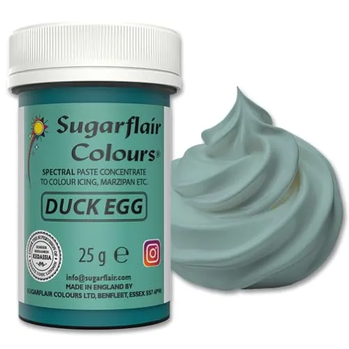 Sugarflair Lebensmittelfarbpaste Duck Egg, Konzentrierte Spectral Lebensmittelfarbe für Buttercreme, Zuckerpaste, Zuckerguss, Kuchenmischungen, Macarons und mehr! - 25g