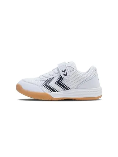 hummel Unisex Multiplay Flex Vc Jr Sneaker - Leichte Handballschuhe in Weiß-Schwarz, 36 EU - Handballschuhe für Jungen mit atmungsaktiver Konstruktion und flexiblem Klettverschluss für optimalen Halt und Komfort.