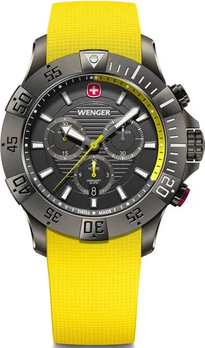 WENGER Seaforce Chronograph Herren Armbanduhr Ø 43 mm - Armbanduhren für Herren, Swiss Made, wasserdicht bis 200 m, ideal für Sport und Abenteuer mit robustem Silikon-Armband und saphirbeschichtetem Glas.