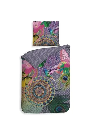 ZO HOME Bettwäsche ZO!Home Kolibri, 2-teilig - Bettwäsche-Set aus hochwertigem Renforcé, 100% Baumwolle, atmungsaktiv und hautfreundlich für einen erholsamen Schlaf. Wendebettwäsche mit bunten Mandalas und unifarbenem Design für vielfältige Gestaltung.