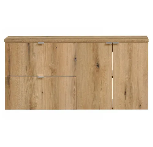 Lomadox Badezimmer Doppelwaschtisch 120cm, Eiche - Unterschränke fürs Bad mit elegantem Design und geringer Tiefe (40cm) – ideal für kleine Badezimmer. FSC-zertifiziert, feuchtigkeitsresistent und mit Softclose-System für leisen Komfort.