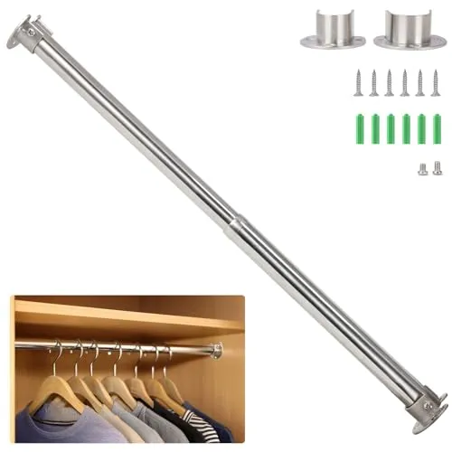 Wardlock Kleiderstange Ausziehbar 69-120CM,Edelstahl Rundrohr Teleskop Garderobenstange für Schrank 1 Set