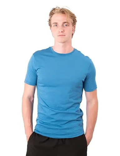 Occulto Herren Merino Shirt Montreal Azurblau S - Activewear-T-Shirt aus 100% Merinowolle, klimaregulierend und geruchsneutral – ideal für alle Aktivitäten und wechselnde Temperaturen.