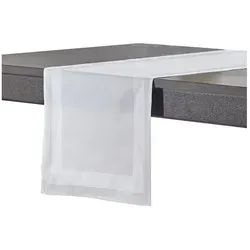 DecoHomeTextil Heimtextilmanufaktur Tischdecke 100% Baumwolle Damast Gastro Edition Weiß Feinste Vollzwirn Qualität Läufer | 40 cm x 150 cm