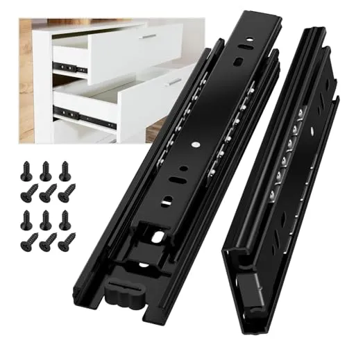 AOLISHENG Schubladenschienen Vollauszug 350mm Schwerlastauszug mit 45 kg Tragkraft für Küchenschränke und Möbel,Schwarz,1 Paar(2er Set)