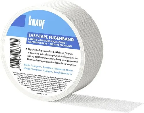 Knauf Gipsfaser-Fugenband easy-tape 20 m x 48 mm - Hochwertiges Gipsfaser-Fugenband für einfache und saubere Verbindungen, ideal für den professionellen Einsatz im Trockenbau.