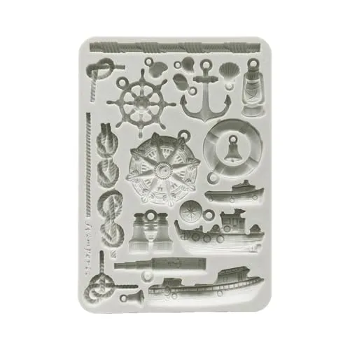 Stamperia - Silicon Mould A5 for Scrapbooking, Bullet Journals and More, Non-Stick, Suitable for Air-Dry Clay, Resin and More, Perfect for Crafts and Gifting (Silent Sea, Rudders and Boats)