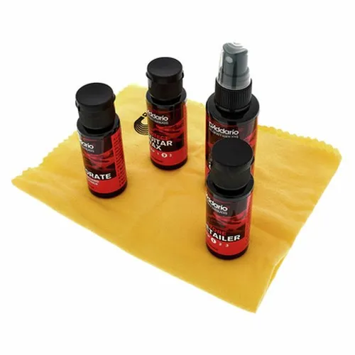 D'Addario PW-GCB-01 Inst.Care Essentials - Alles für die Pflege deines Saiteninstruments: 3-Stufen-Poliersystem, Griffbrett-Conditioner und Poliertuch für eine glänzende Oberfläche.