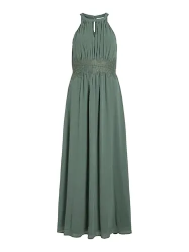 Vila VIMILINA Halterneck Maxi Dress - NOOS - Elegantes Abendkleid für Damen, mit Neckholder und Rücken-Reißverschluss, aus fließendem Stoff für einen traumhaften Look bei besonderen Anlässen.