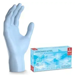 ARNOMED Nitril Ice Blue Einmalhandschuhe, puderfrei, hellblau 382-S , 1 Packung = 100 Stück, Größe S