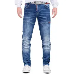 Cipo & Baxx Straight-Jeans BA-CD698 mit roten Akzenten - Modische Straight-Jeans aus pflegeleichtem Denim mit stylischen roten Akzenten. Ideal für jeden Tag und in Größe 42 erhältlich. Der gerade Schnitt sorgt für einen lässigen Look.