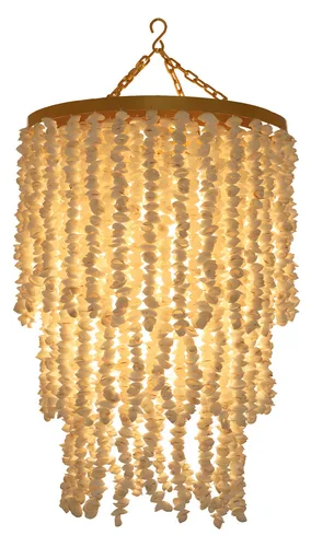 Muschelleuchte aus Capiz - Deckenlampe - Deckenlampen & Kronleuchter, handgefertigt aus hunderten von Muschelscheiben, bringt ein einzigartiges Retro- und Ethno-Design in Ihr Wohnzimmer.
