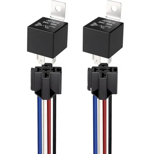 Gebildet 2 Stück JD1912 Auto-Relais-Kabelbaum, 12V, 40A, 4-Polig, SPST, 12 AWG, Kabelbaum-Steckdosen mit Eingebauter Diode für Autos, LKW, Transporter, Motorräder, Boote