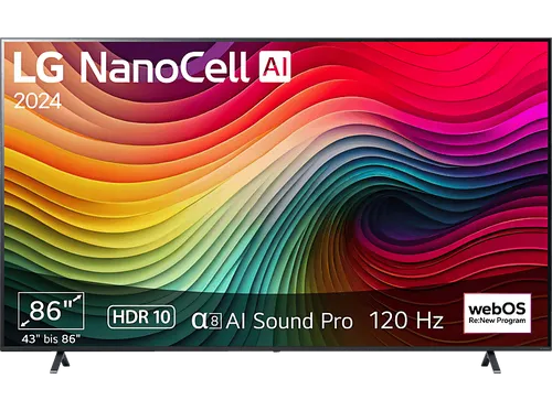 LG 86NANO81T6A TV - 86" (218 cm) 4K NanoCell Fernseher, beeindruckende Bildqualität mit AI-Prozessor und kinogleichem Filmmaker Mode