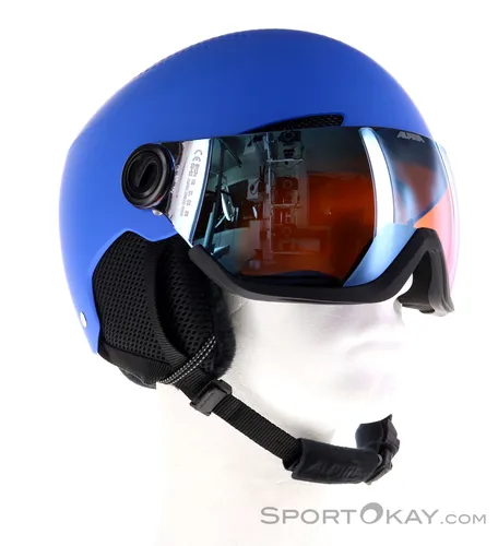 Alpina Zupo Visor Q-Lite Kinder Skihelm - Blau 54-58 - Skihelme & Snowboardhelme, mit integriertem Visier für optimalen Schutz und Sicht bei Wintersportabenteuern.