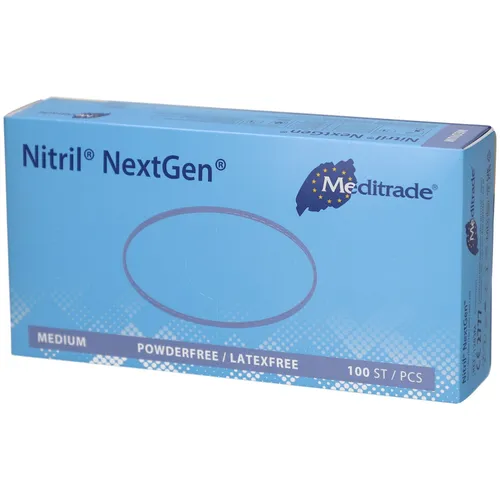 Meditrade Nitril NextGen Untersuchungshandschuhe - Puderfrei, latexfrei, Größe M, 100 Stück, ideal für medizinische Anwendungen und empfindliche Haut