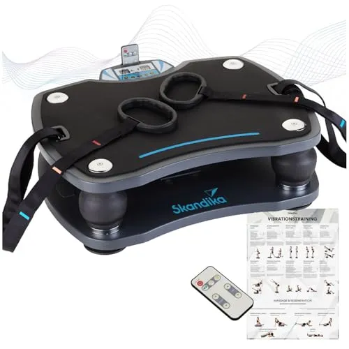 Skandika Vibrationsplatte 500 3D Vibration - Vibrationsplatte für effektives Ganzkörpertraining mit 3D Vibrationstechnologie, 4 Programmen, 20 Stufen und inklusive Trainingsbändern sowie Fernbedienung.