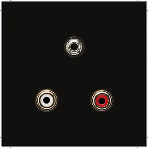 Jung Multimedia-Einsatz Cinch Audio / Miniklinke 3,5 mm (schwarz) - Sonstiges HiFi Zubehör - Hochwertiger Multimedia-Einsatz mit vergoldeten Kontakten für optimale Signalübertragung und lange Lebensdauer, ideal für Audio- und Videoanwendungen.