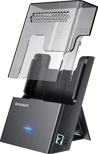 GRAUGEAR GG 18062 Dockingstation für 2,5'' & 3,5'' SATA HDD/SSD - Dockingstation für 2,5'' & 3,5'' SATA HDD/SSD, unterstützt Hot-Swap und Plug & Play für schnellen Datenzugriff bis 6 Gbit/s, inklusive Type-C zu Type-A Adapter.