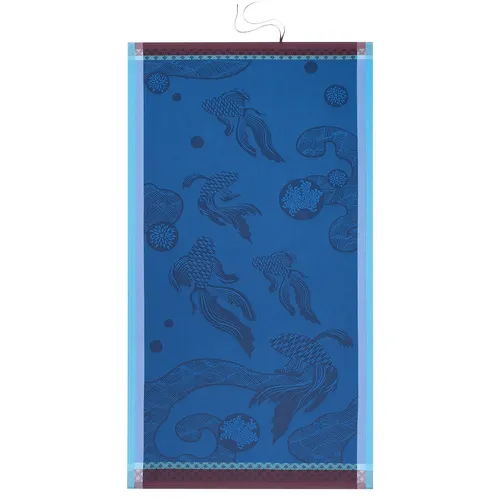 Le Jacquard Français Strandtuch Oceanique Abysse 100x200 cm - Rechteckiges Strandtuch aus 100% Baumwolle mit OEKO-TEX Standard 100. Ideal für den Strand oder Pool, bietet es eine hochwertige Waffelpiqué-Struktur in stilvollem Blau.