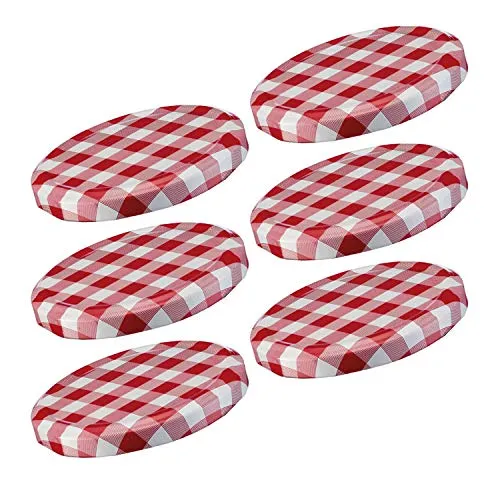 Westmark 6 Schraub-/Twist-Off-Deckel für Einmachgläser, rund, ø 63 mm, Weißblech, Rot-Weiß, Karriert, 40972270