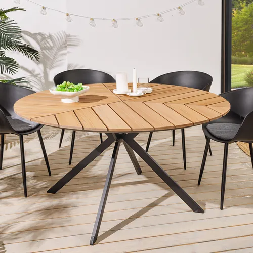 riess-ambiente Gartentisch DESIGNO 120cm - runder Outdoor-Küchentisch für 4 Personen - Tische für den Garten, wetterfest und mit witterungsbeständiger Tischplatte aus WPC im Holz-Design für modernen Stil und lange Haltbarkeit.