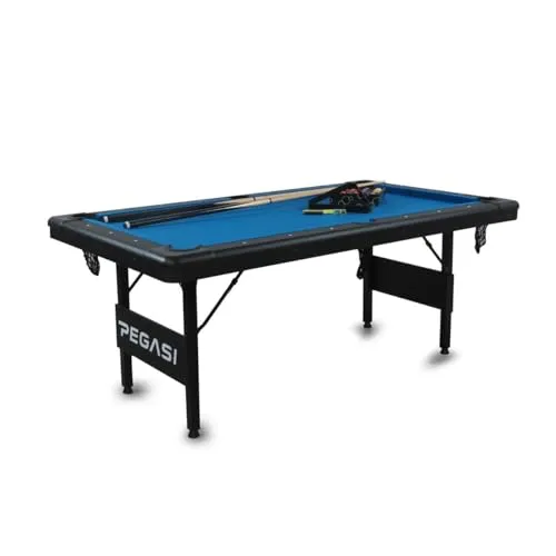 Pegasi Billardtisch Foldy 6ft - zusammenklappbar - Schwarz - Praktischer 6ft Billardtisch für Jung und Alt, ideal für kleine Räume. Schnelles Auf- und Zusammenklappen für einfachen Transport. Hochwertige Spielfläche für ein tolles Spielerlebnis. Zubehör inklusive!