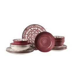 Ritzenhoff & Breker Doha Tafelset 16-teilig Burgund - Services: 16-teiliges Porzellan Tafelset mit orientalischem Charme, ideal für exotische Speisen wie marokkanische Tajine, spülmaschinenfest und stilvoll gestaltet.