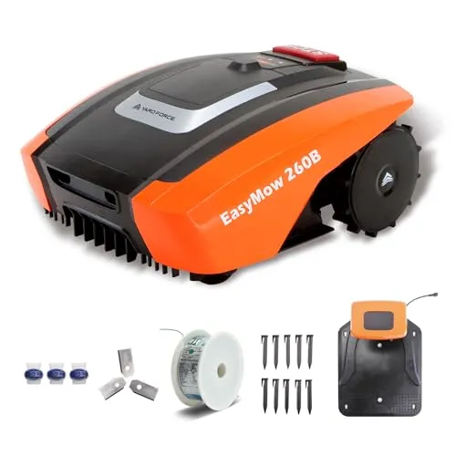 Yard FORCE Mähroboter EasyMow 260B - Selbstfahrender Rasenmähroboter für Flächen bis 260 qm, Bluetooth- und App-Steuerung mit 30% Steigung und Mulchsystem für gesunden Rasen